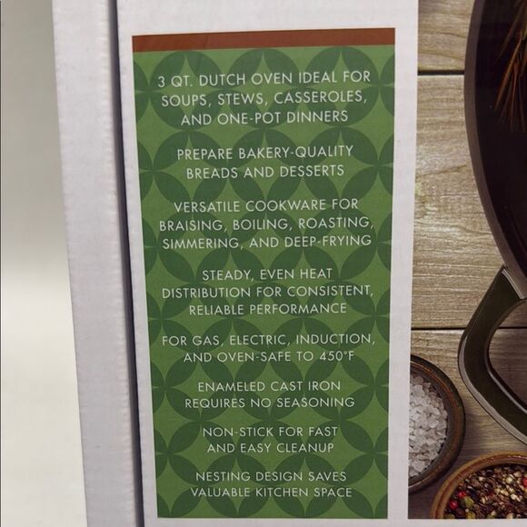 Parini 3 Qt Cast Iron Dutch Oven Green Black Enameled Nonstick Durable Cookware - Picture 7 of 15